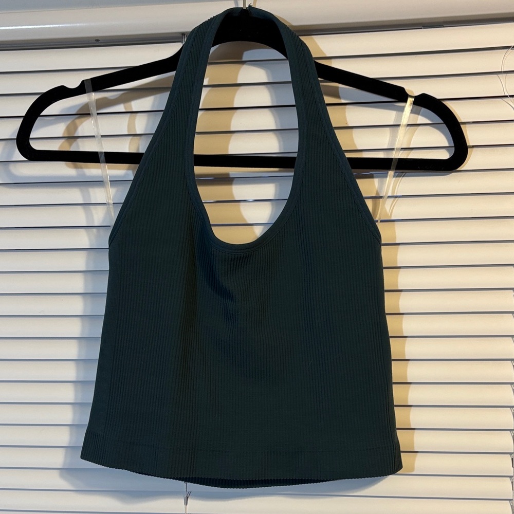 Vuori Teal Ribbed Top